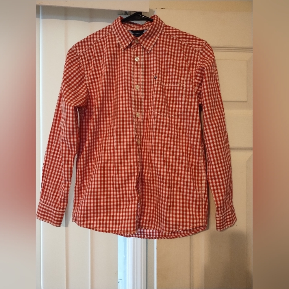 Tommy Hilfiger Childrens Red/White Button Down/Long sleeve Top. Size M 12-14